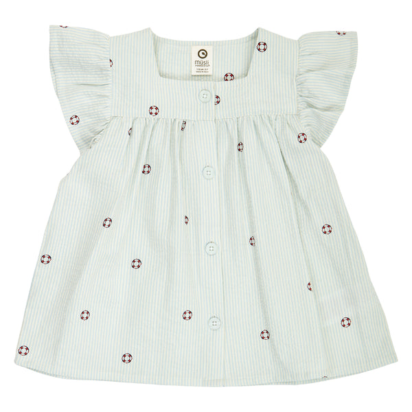 MÜSLI by Green Cotton | Seersucker Bluse| Tofu/Ocean/Mineral red