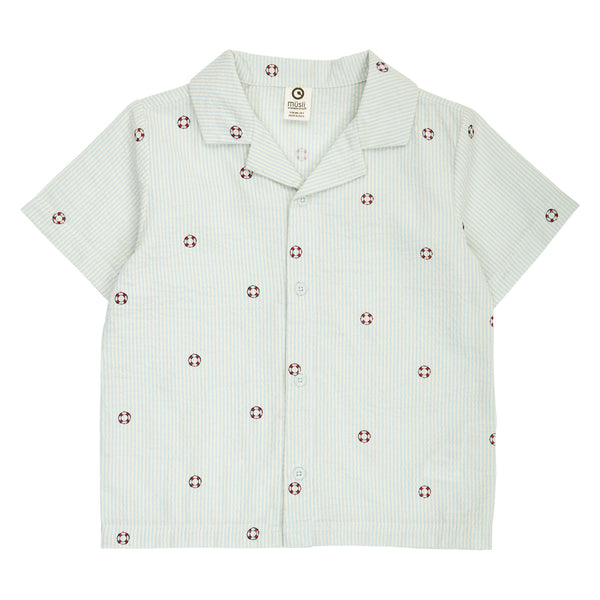 MÜSLI by Green Cotton | Seersucker Hemd | Tofu/Ocean/Mineral red