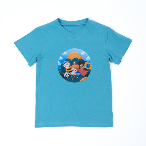 Paua Kids | Unisex Kurzarm-Shirt mit Hörbuch | Baumwolle | Aqua