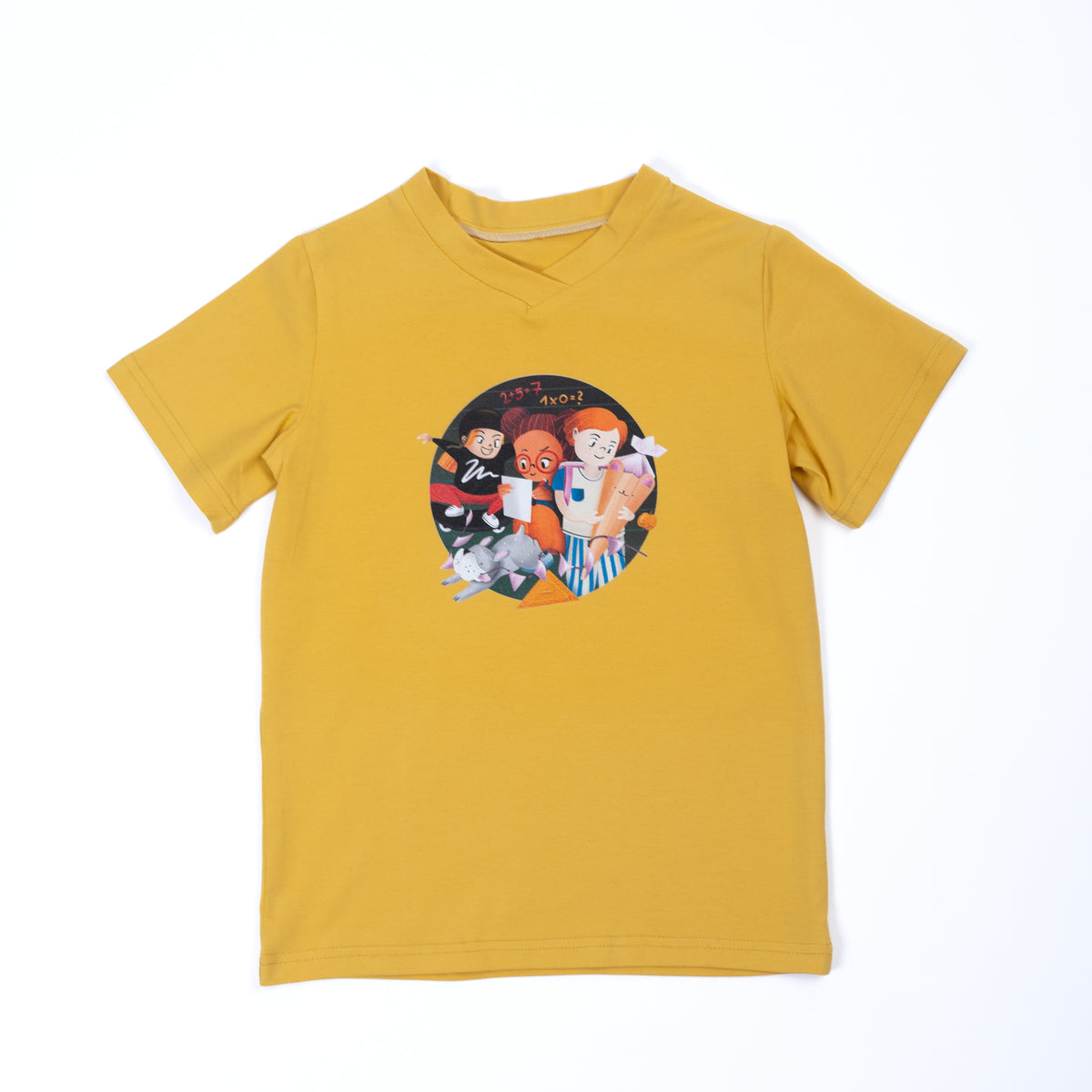 Paua Kids | Unisex Kurzarm-Shirt "Schule" | Bio-Bauwolle | Gelb