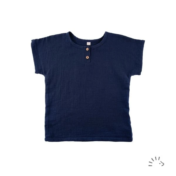 Popolini | Kurzarmshirt Musselin | Dunkelblau