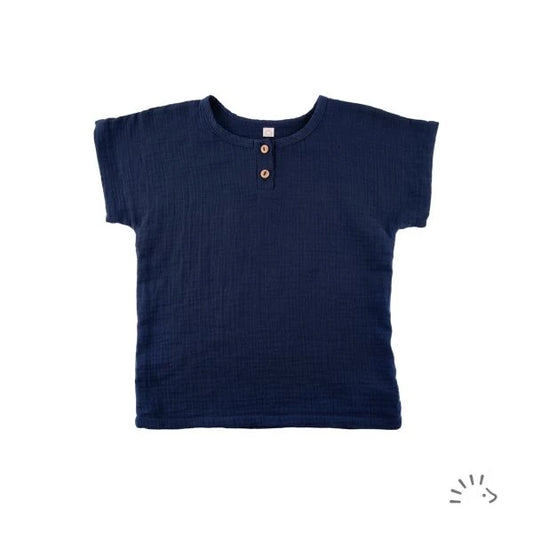 Popolini | Kurzarmshirt Musselin | Dunkelblau