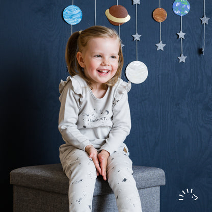 Popolini | Long-sleeved shirt | Light grey - Print: Stardust