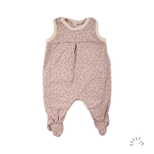 Popolini | Romper with Fold | Beige Leaves