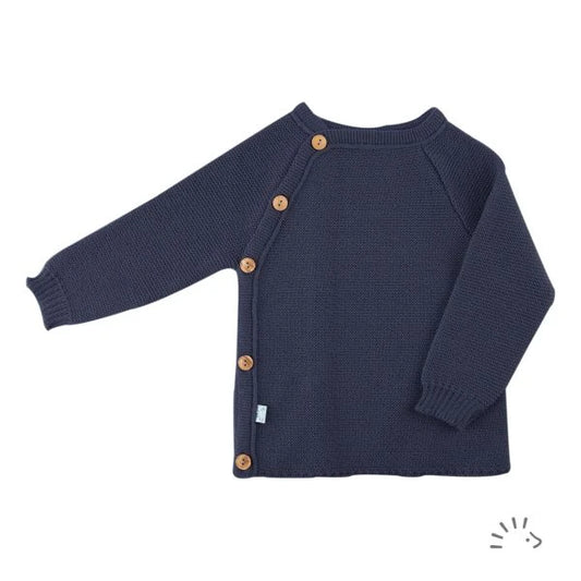 Popolini | Wrap-around Vest GOTS Wool Knit | Dark Blue