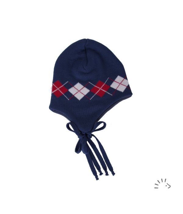 Popolini | Haube Style SNOFNUGG | Blau Gemustert