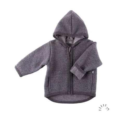 Popolini | Boiled Wool Jacket with Hood | Anthracite
