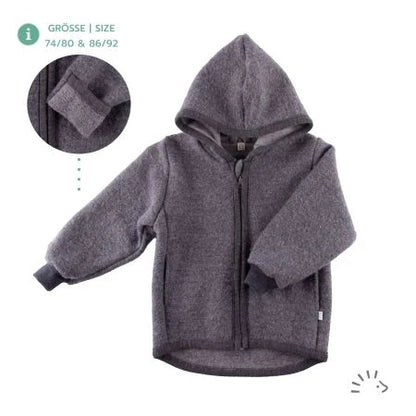 Popolini | Boiled Wool Jacket with Hood | Anthracite