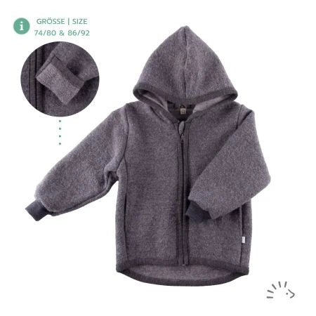Popolini | Boiled Wool Jacket with Hood | Anthracite