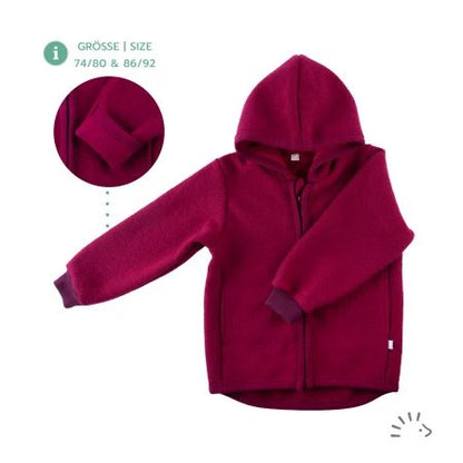 Popolini | Boiled Wool Jacket with Hood | Bordeaux