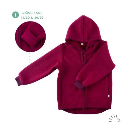 Popolini | Boiled Wool Jacket with Hood | Bordeaux