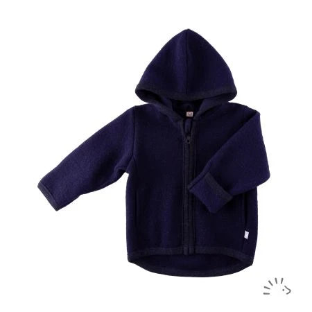 Popolini | Hooded Boiled Wool Jacket | Dark Blue