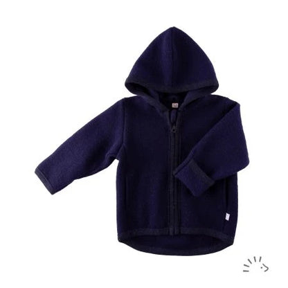 Popolini | Hooded Boiled Wool Jacket | Dark Blue