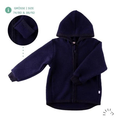 Popolini | Hooded Boiled Wool Jacket | Dark Blue
