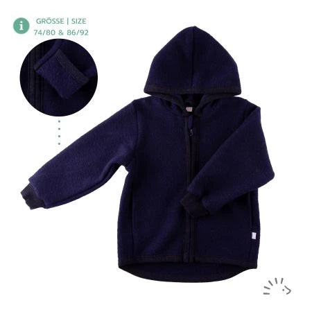 Popolini | Hooded Boiled Wool Jacket | Dark Blue