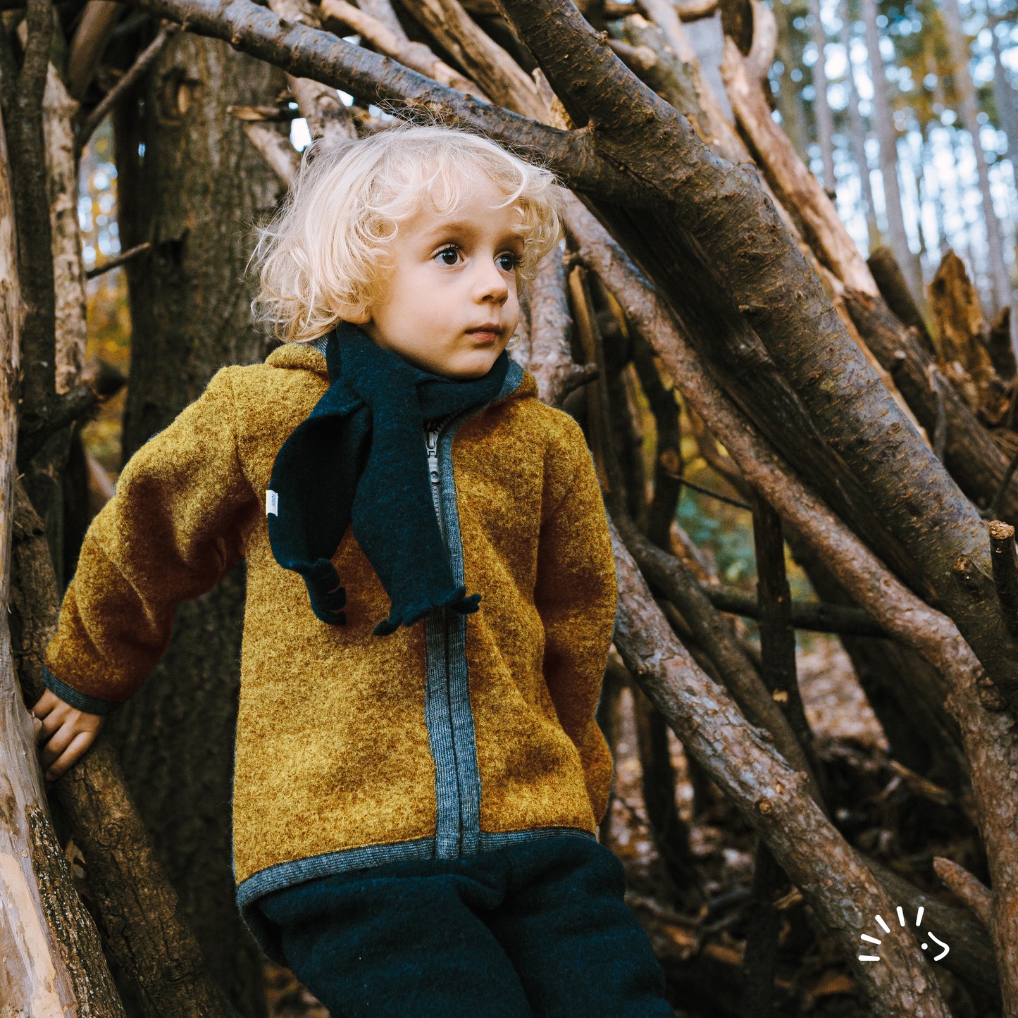 Popolini | Hooded Wool Fleece Jacket | Honey