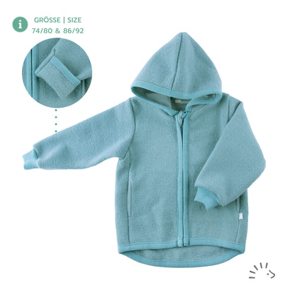 Popolini | Hooded Boiled Wool Jacket | Petrol
