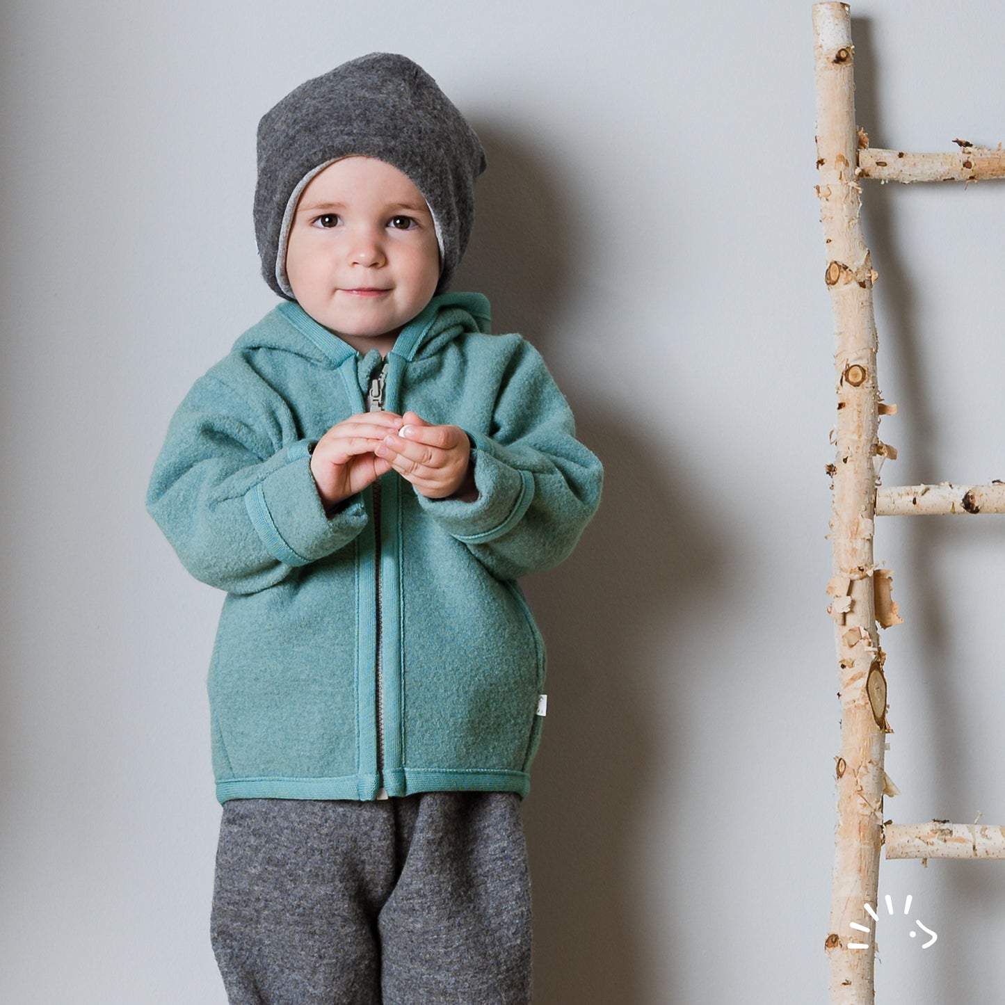 Popolini | Hooded Boiled Wool Jacket | Petrol