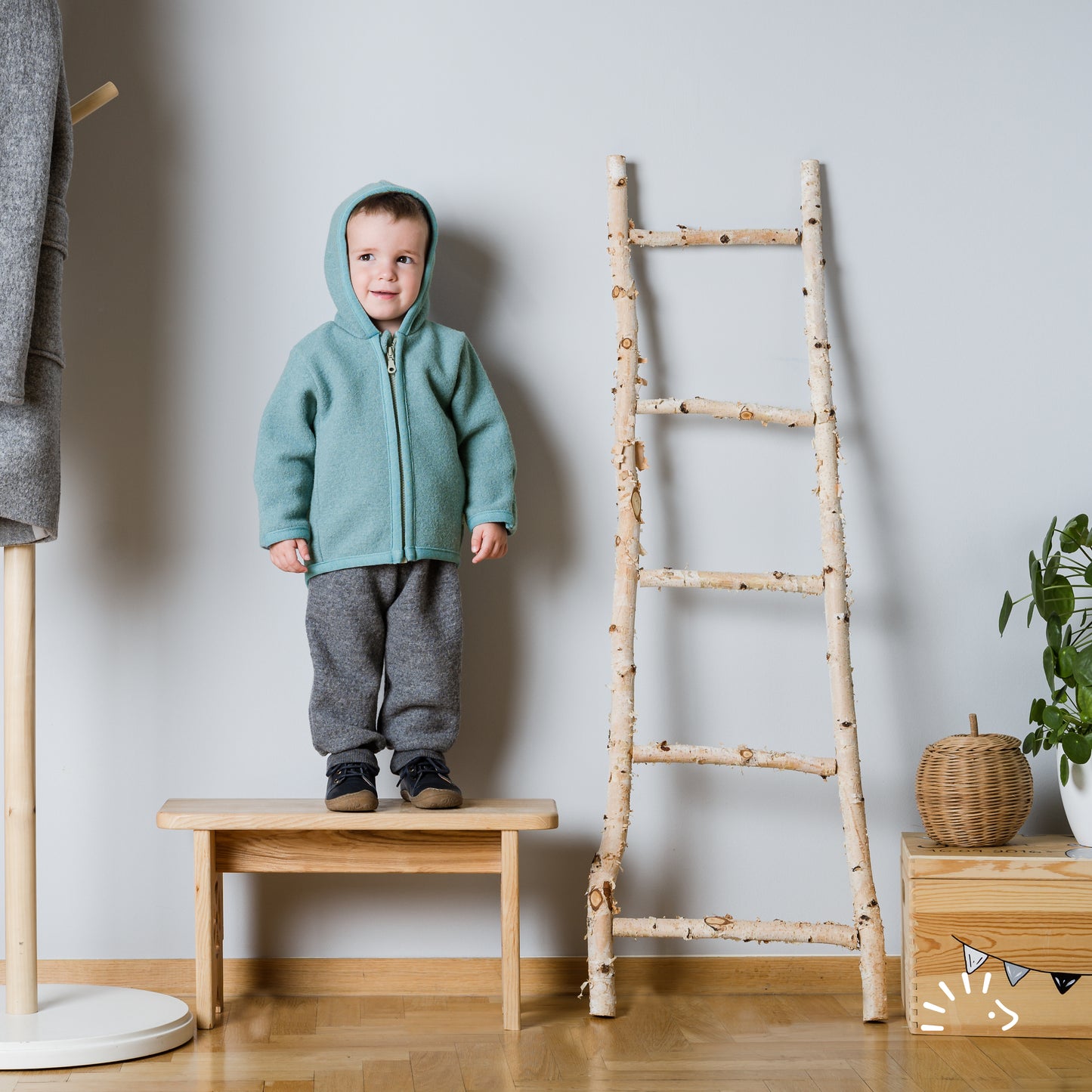Popolini | Hooded Boiled Wool Jacket | Petrol