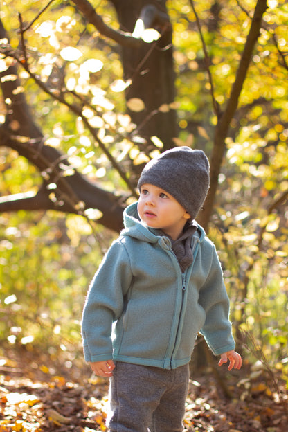 Popolini | Hooded Boiled Wool Jacket | Petrol