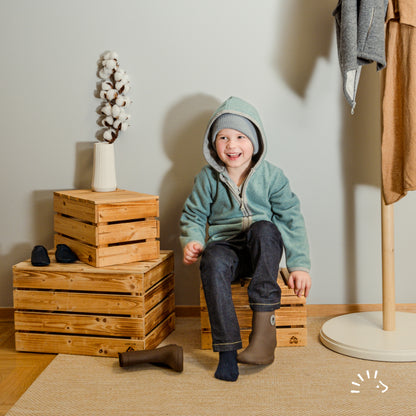 Popolini | Hooded cotton jacket | Teal melange
