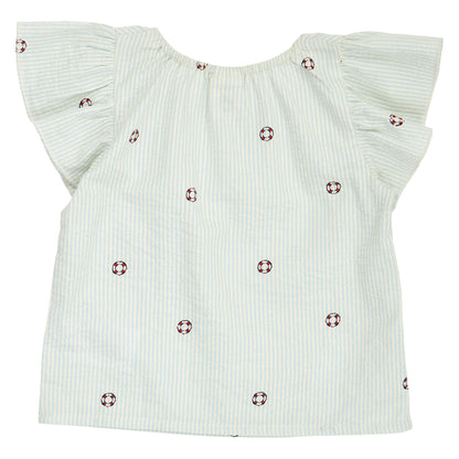 MÜSLI by Green Cotton | Seersucker T-Shirt | Tofu/Ocean/Mineral red