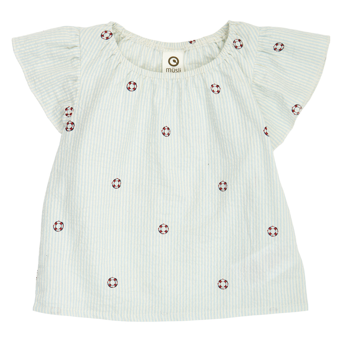 MÜSLI by Green Cotton | Seersucker T-Shirt | Tofu/Ocean/Mineral red