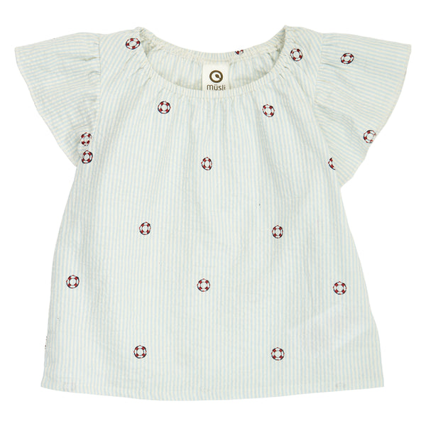 MÜSLI by Green Cotton | Seersucker T-Shirt | Tofu/Ocean/Mineral red