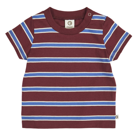 MÜSLI by Green Cotton | Clubhouse T-Shirt | Russet/Azure blue/Tofu