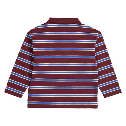 MÜSLI by Green Cotton | Clubhouse Polo Langarmshirt | Russet/Azure blue/Tofu