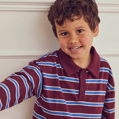 MÜSLI by Green Cotton | Clubhouse Polo Langarmshirt | Russet/Azure blue/Tofu
