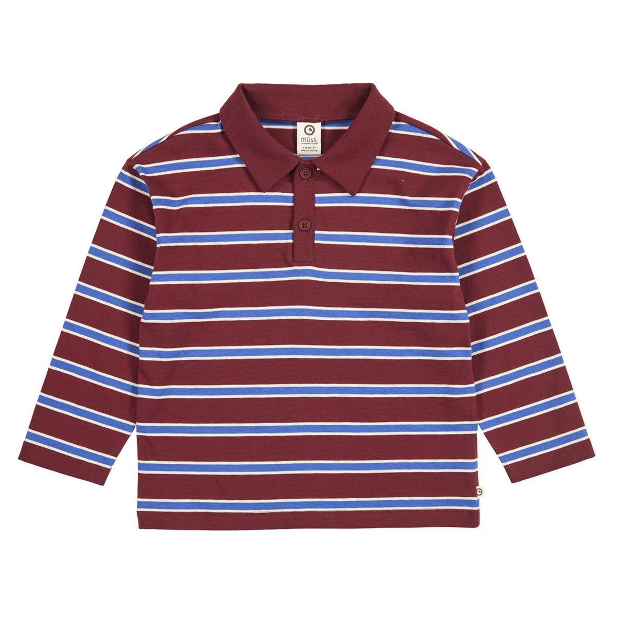MÜSLI by Green Cotton | Clubhouse Polo Langarmshirt | Russet/Azure blue/Tofu