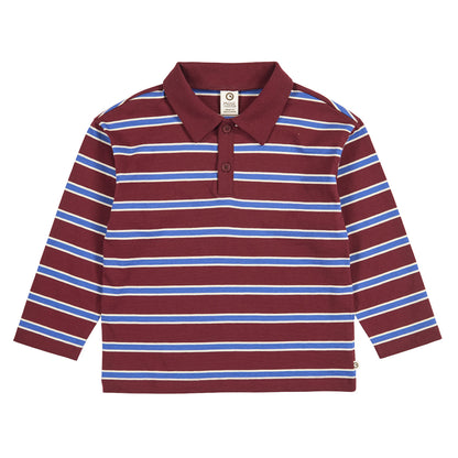 MÜSLI by Green Cotton | Clubhouse Polo Langarmshirt | Russet/Azure blue/Tofu