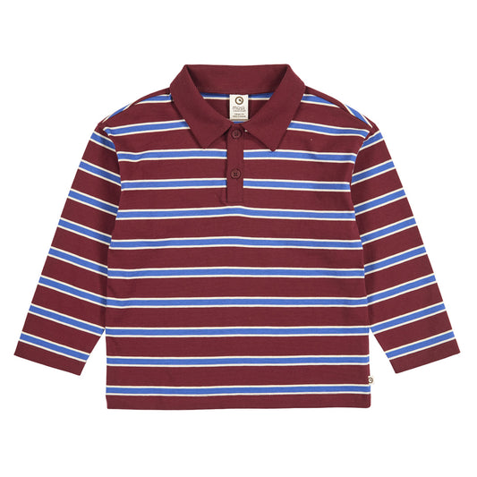 MÜSLI by Green Cotton | Clubhouse Polo Langarmshirt | Russet/Azure blue/Tofu