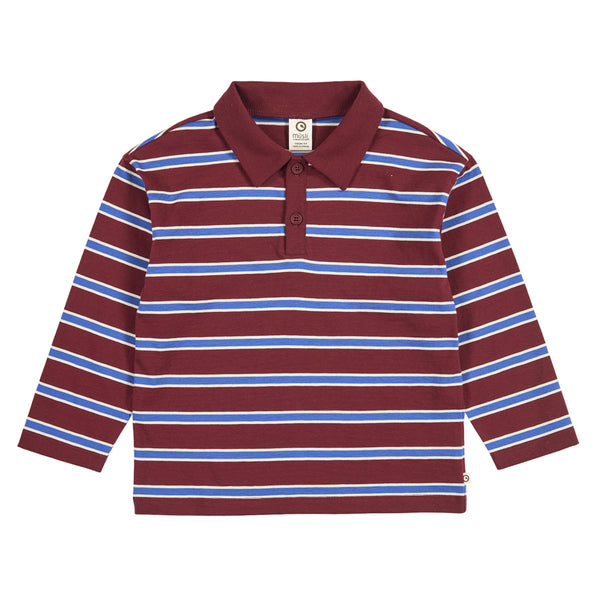 MÜSLI by Green Cotton | Clubhouse Polo Langarmshirt | Russet/Azure blue/Tofu
