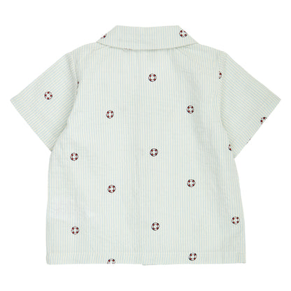 MÜSLI by Green Cotton | Seersucker Hemd | Tofu/Ocean/Mineral red