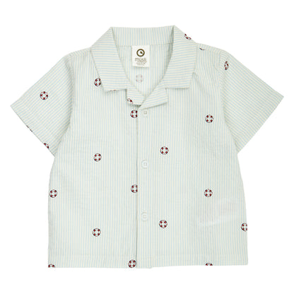 MÜSLI by Green Cotton | Seersucker Hemd | Tofu/Ocean/Mineral red