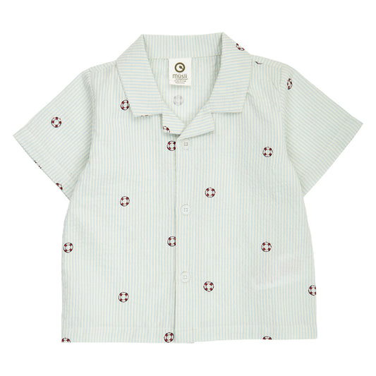 MÜSLI by Green Cotton | Seersucker Hemd | Tofu/Ocean/Mineral red