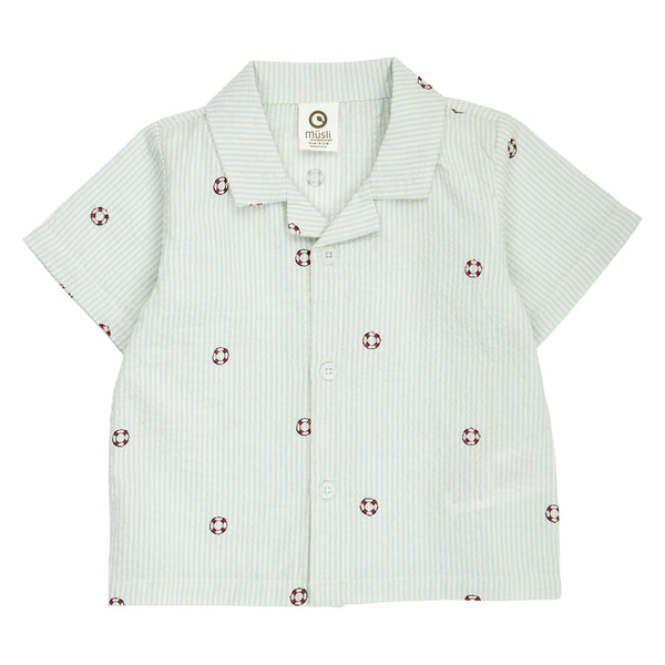 MÜSLI by Green Cotton | Seersucker Hemd | Tofu/Ocean/Mineral red