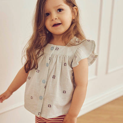 MÜSLI by Green Cotton | Seersucker Bluse| Tofu/Ocean/Mineral red
