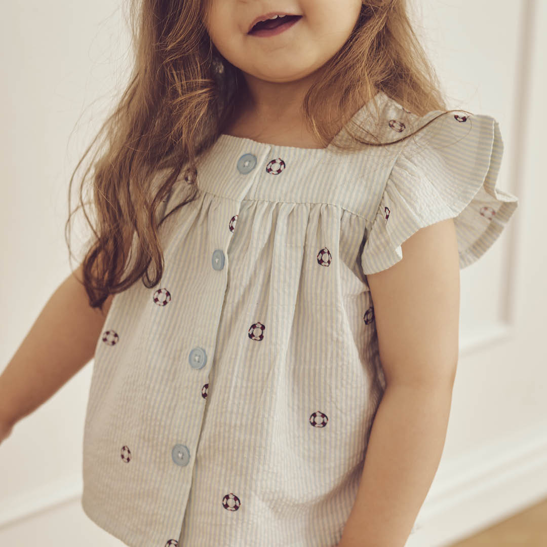 MÜSLI by Green Cotton | Seersucker Bluse| Tofu/Ocean/Mineral red