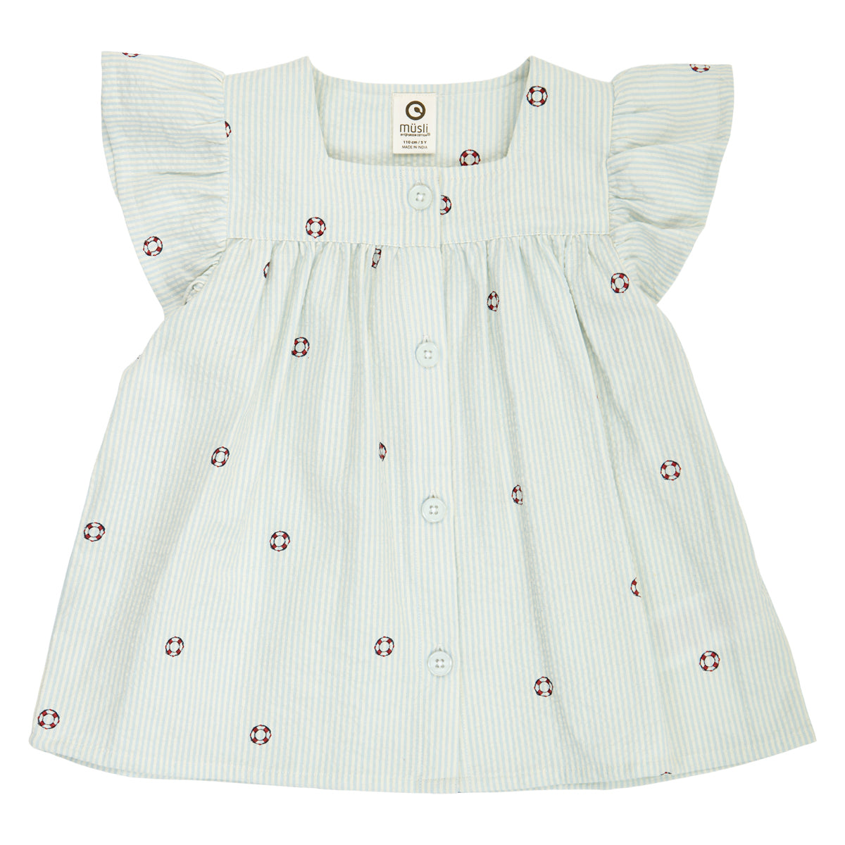 MÜSLI by Green Cotton | Seersucker Bluse| Tofu/Ocean/Mineral red