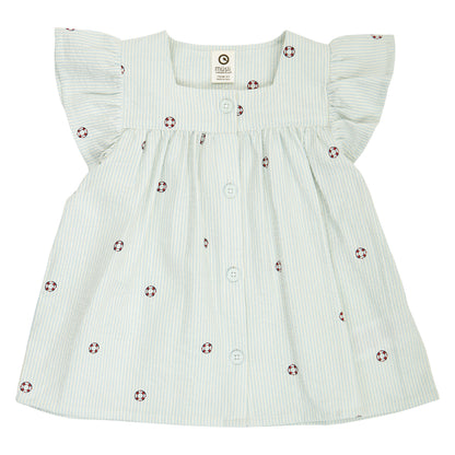 MÜSLI by Green Cotton | Seersucker Bluse| Tofu/Ocean/Mineral red