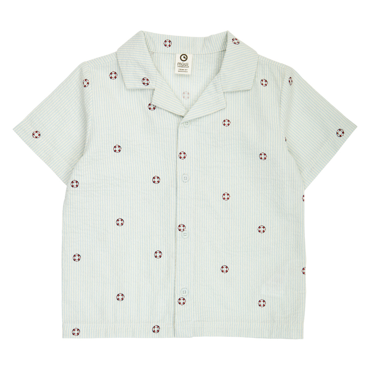 MÜSLI by Green Cotton | Seersucker Hemd | Tofu/Ocean/Mineral red