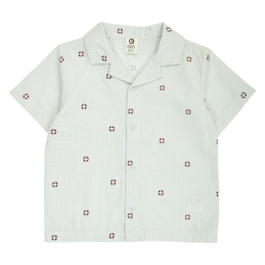 MÜSLI by Green Cotton | Seersucker Hemd | Tofu/Ocean/Mineral red