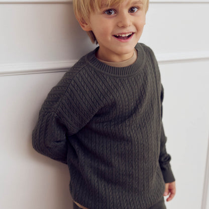 MÜSLI by Green Cotton | Cable Pullover| Deep green