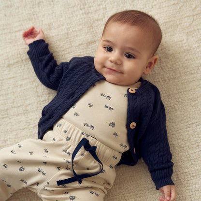 MÜSLI by Green Cotton | Cable Cardigan Baby | Night blue