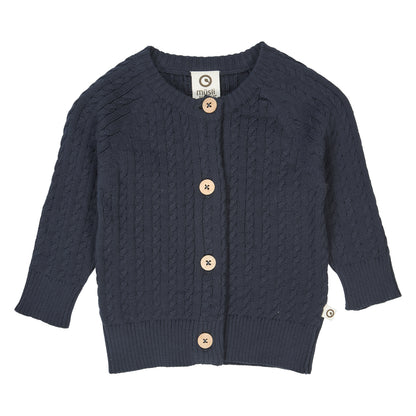 MÜSLI by Green Cotton | Cable Cardigan Baby | Night blue