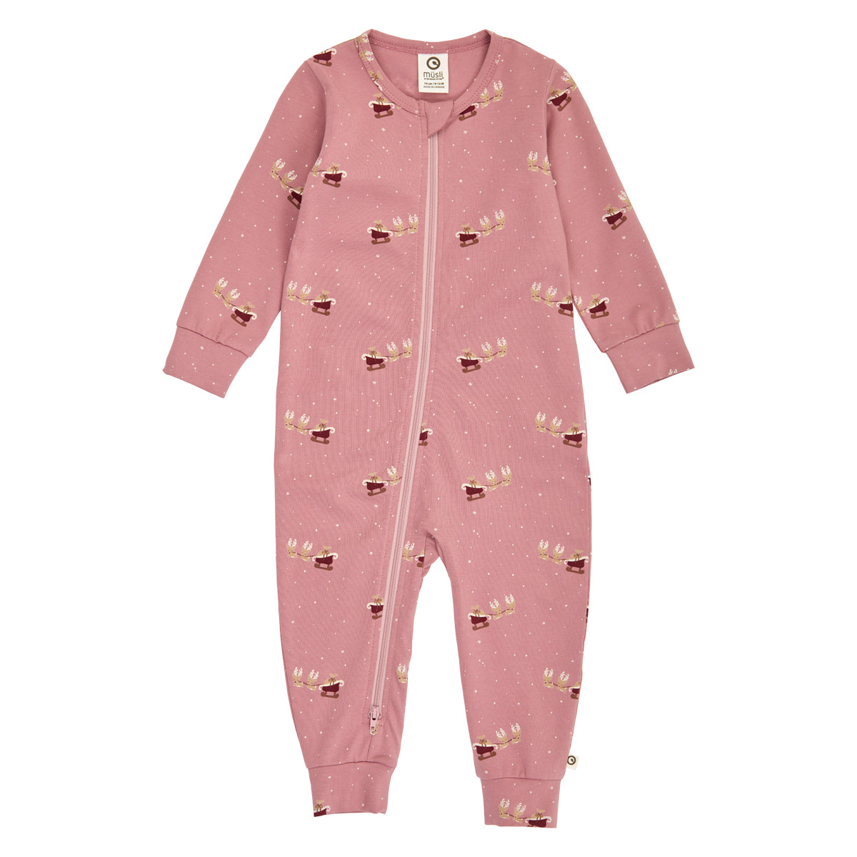MÜSLI by Green Cotton | Zip Strampler | Nostalgia rose/Cabernet/Balsam cream