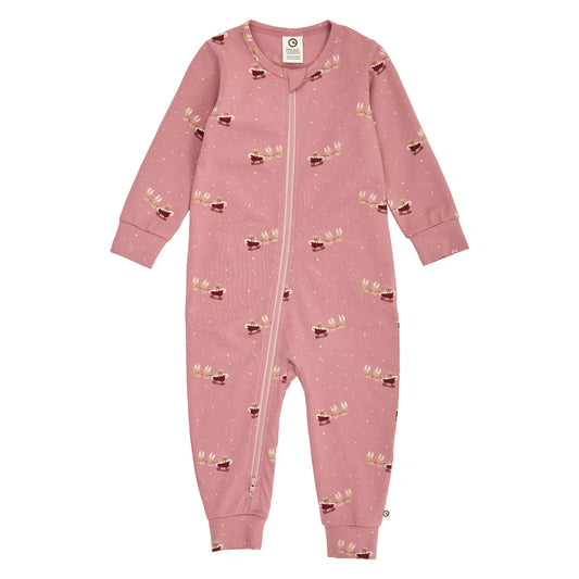 MÜSLI by Green Cotton | Zip Strampler | Nostalgia rose/Cabernet/Balsam cream